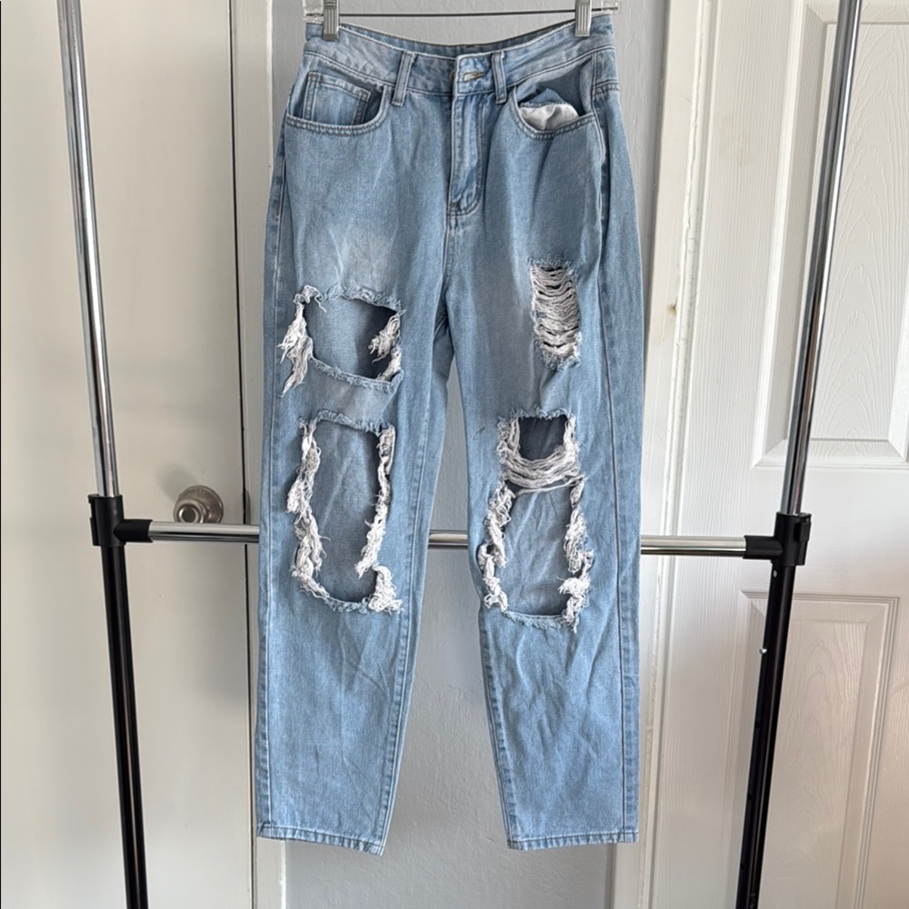 Distressed Light Blue Jeans
